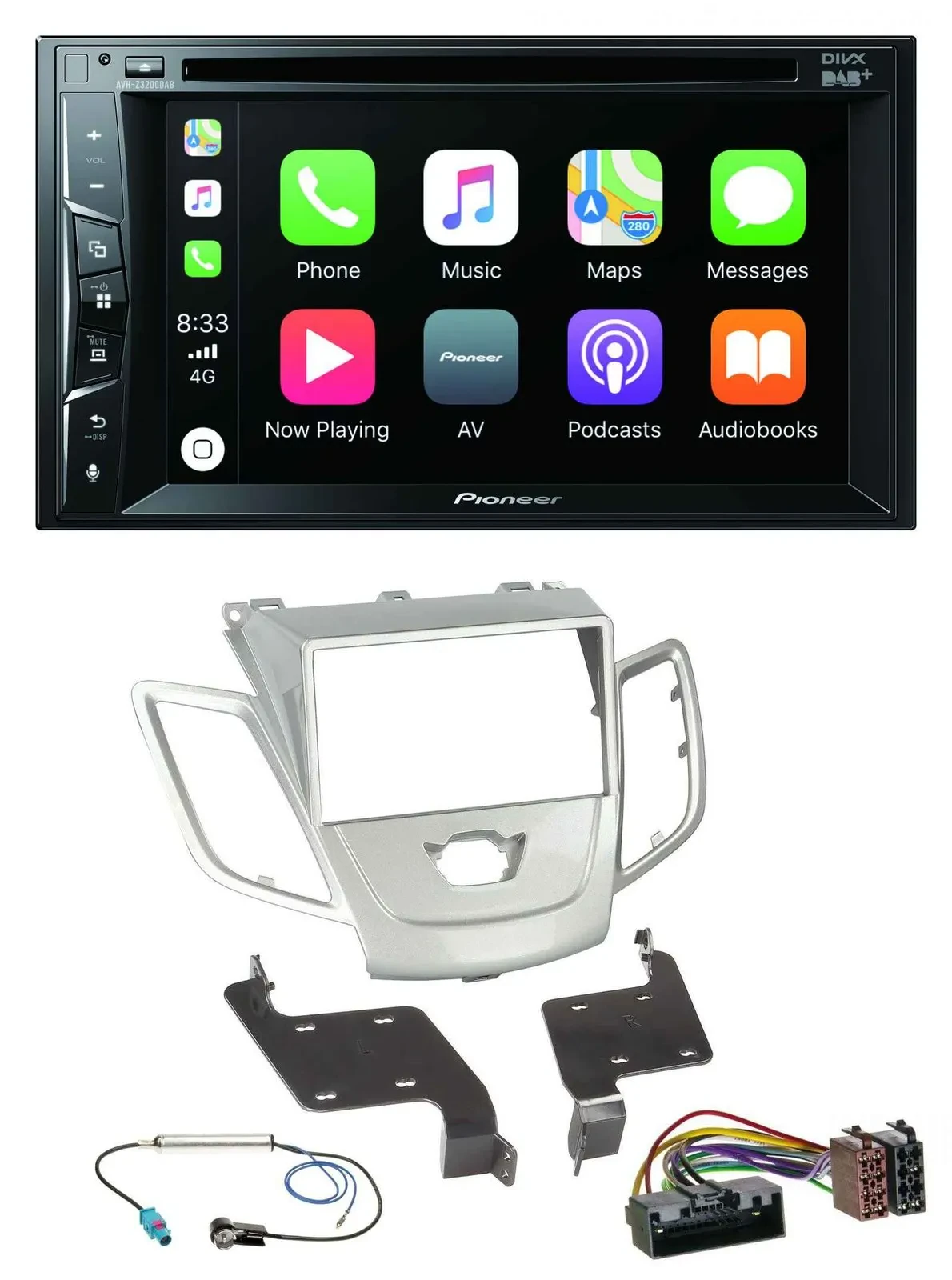 Pioneer MP3 USB DVD Bluetooth DAB 2DIN Autoradio für Ford Fiesta 2010-2017 silbe