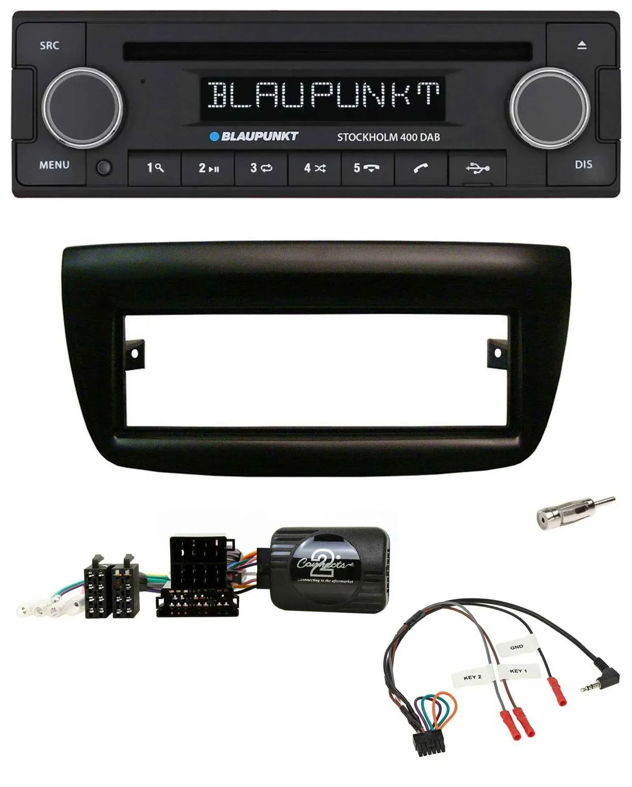 Blaupunkt Lenkrad Bluetooth DAB CD USB Autoradio für Fiat Doblo 2012-2015 schwar