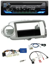 JVC Bluetooth Lenkrad USB DAB CD Autoradio für Toyota Yaris 2011-2014 silber 28-