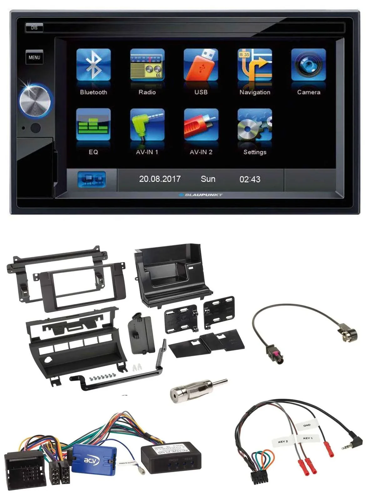 Blaupunkt Lenkrad USB Bluetooth TMC 2DIN Navigation für BMW 3er 02-06 E46 5 Scha