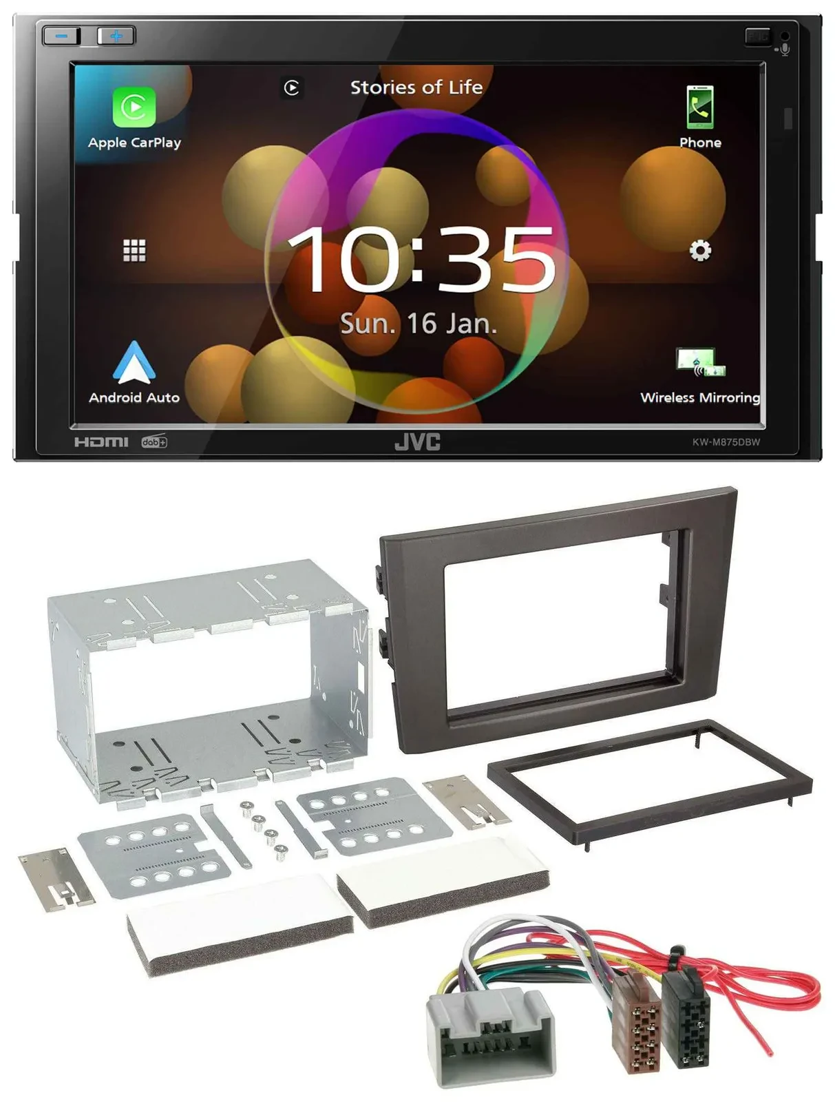 JVC DAB MP3 2DIN Bluetooth USB Autoradio für Volvo XC 90 02-14 14 Pin