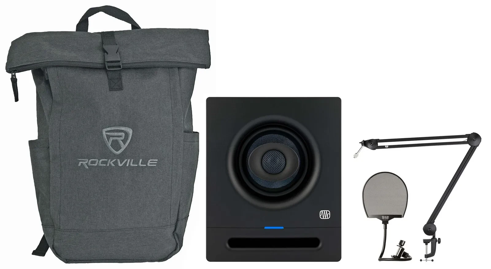 Presonus Eris Pro 4 4" Powered Studio Monitor+Mic Boom Arm+Pop Filter+Backpack