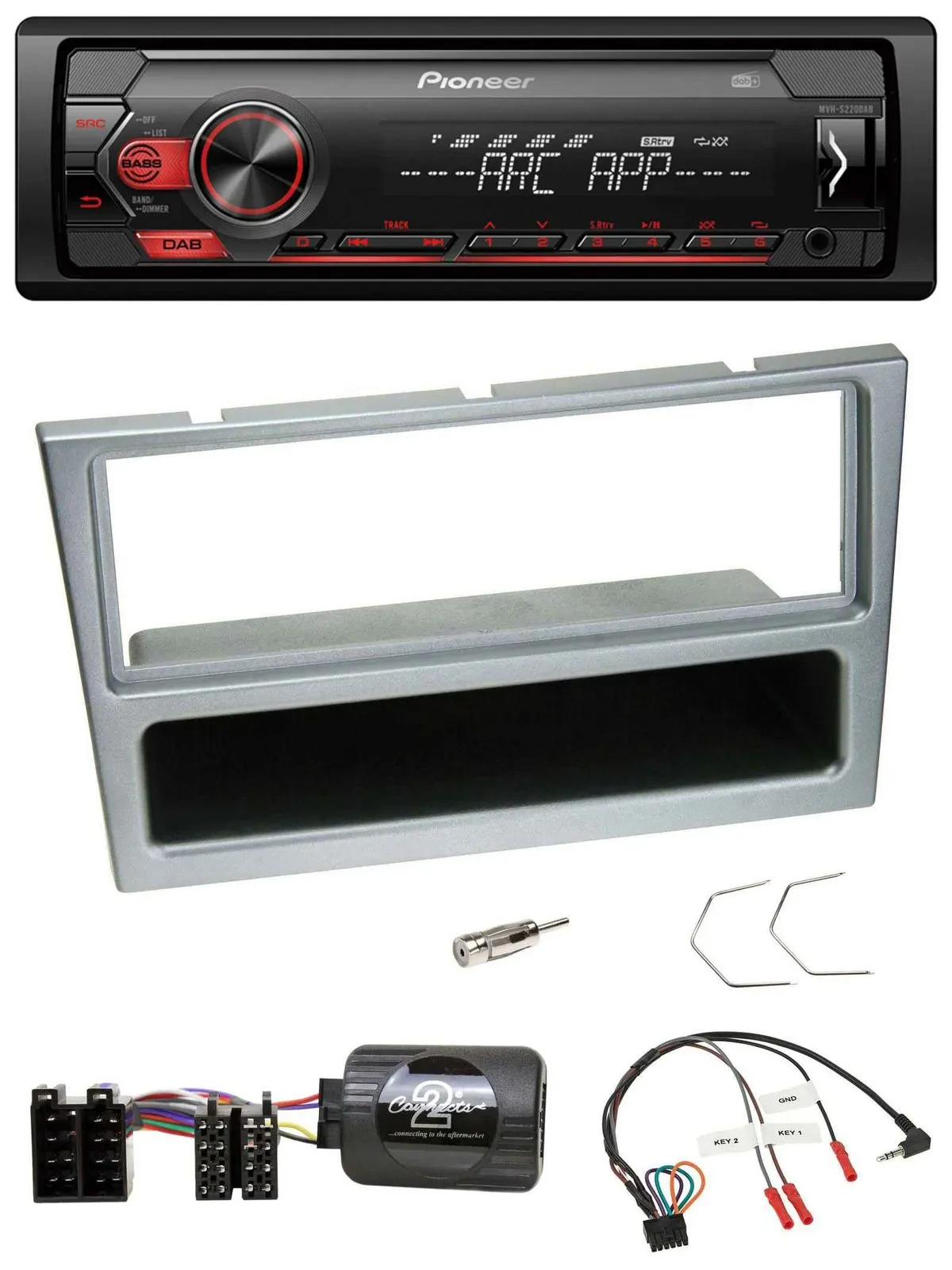 Автомагнитола Pioneer 1-DIN, DAB, USB, MP3, для Opel Corsa C (2000–2004), серебристая