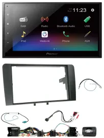 Автомагнитола для Audi A3 8P (2003–2012) Pioneer 2-DIN, Bluetooth, USB, DAB, поддержка кнопок на руле