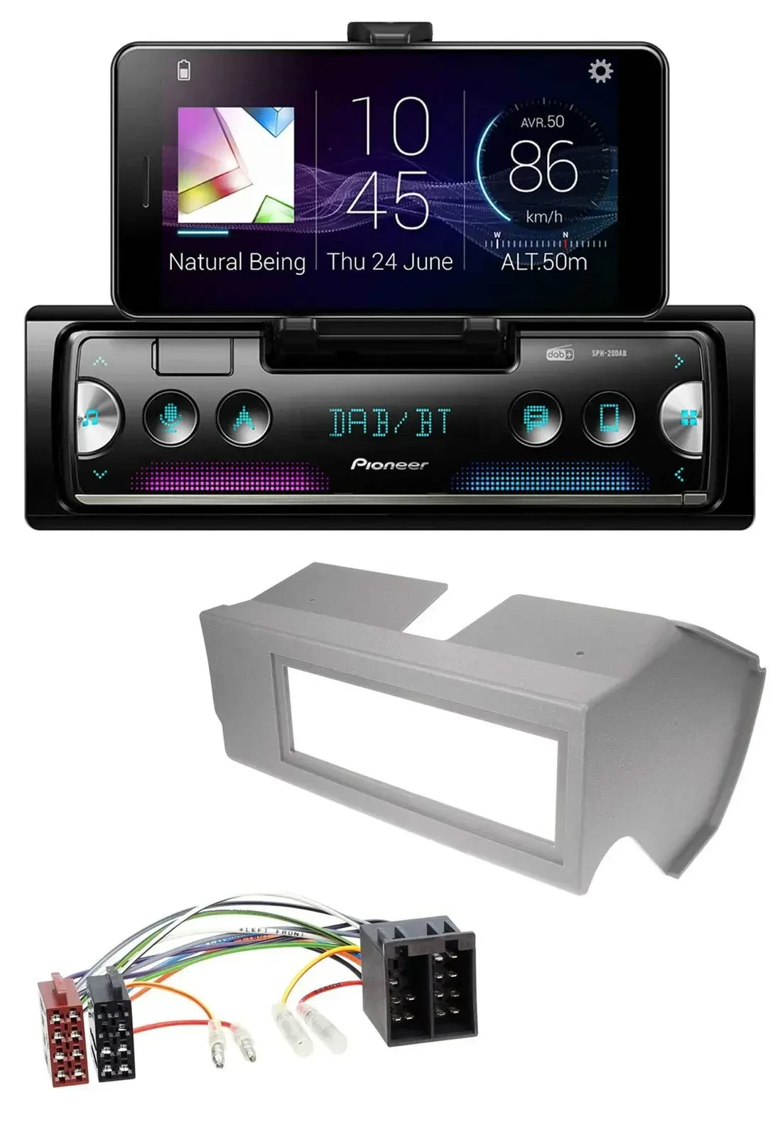 Автомагнитола Pioneer USB MP3 Bluetooth DAB для Fiat Panda (до 2002) серый
