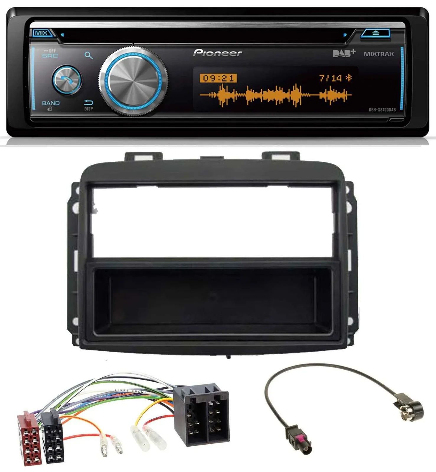 Pioneer MP3 DAB USB CD Bluetooth Autoradio für Fiat 500L (mit ISO, ab 2012)