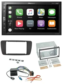 Pioneer USB MP3 DAB 2DIN Bluetooth Autoradio für Seat Ibiza ab 08 azabacheschwar