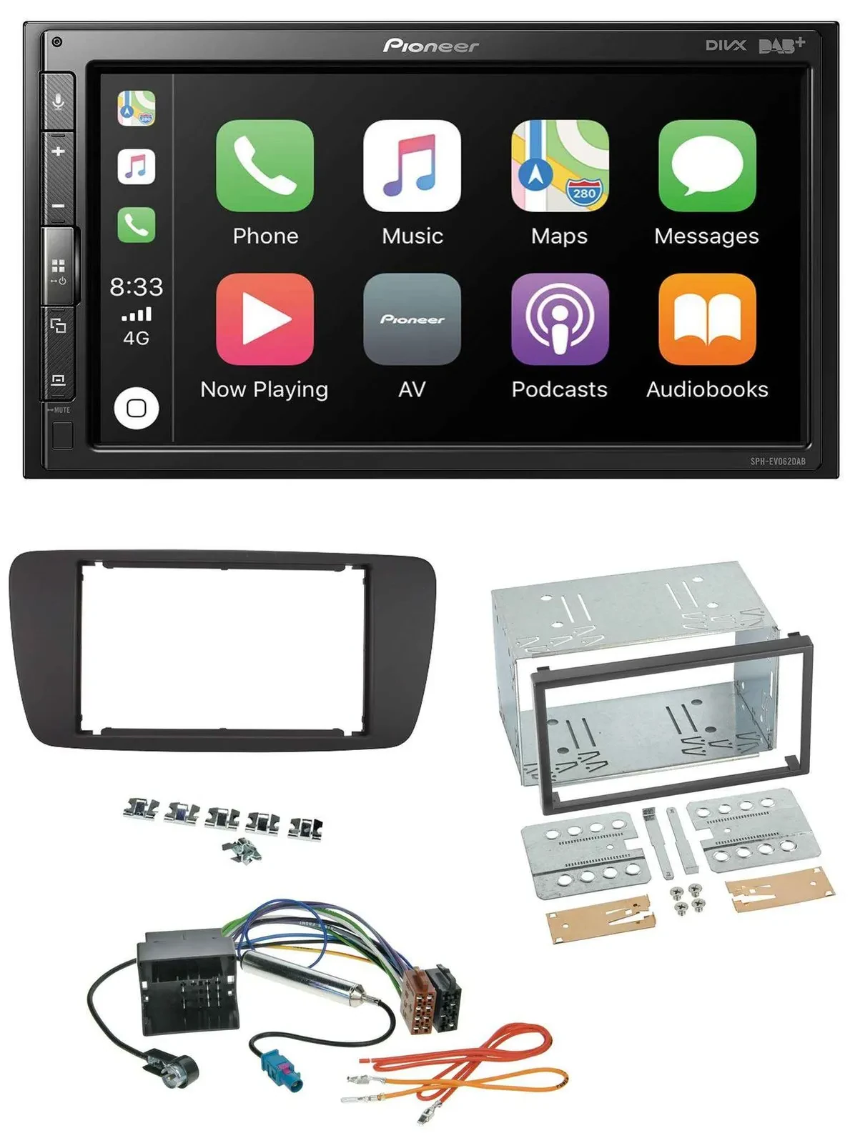 Pioneer USB MP3 DAB 2DIN Bluetooth Autoradio für Seat Ibiza ab 08 azabacheschwar