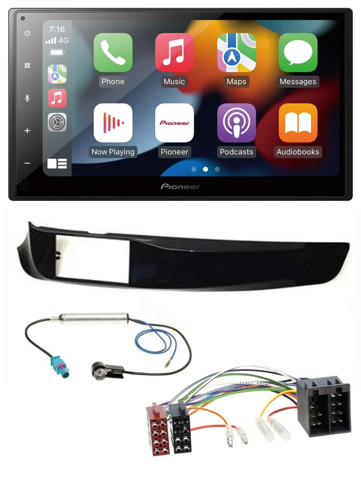 Автомагнитола Pioneer 2DIN, DAB, Bluetooth, USB, MP3 для Alfa Romeo Giulietta, чёрный глянцевый