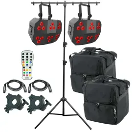 Chauvet DJ Wash FX 2 Effect Party Lights 2 Pack + Remote + T-Bar Tripod Package