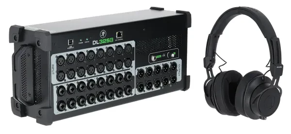 Mackie DL32SE 32-Channel Digital Rack Mixer/Interface+Audio Technica Headphones