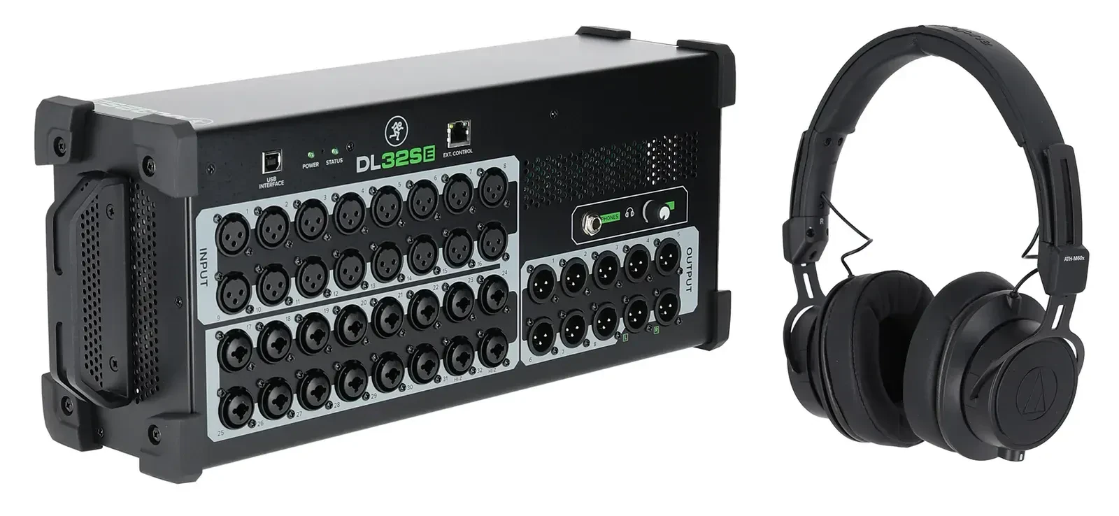 Цифровой микшер Mackie DL32SE 32‑канальный рэковый (набор) с наушниками Audio Technica