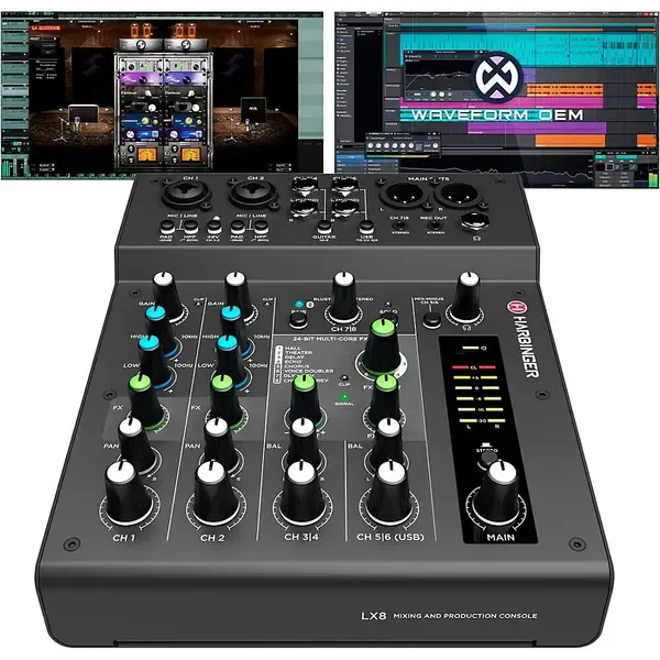 Аналоговый микшер Harbinger LX8 8-Channel Analog Mixer With Bluetooth, FX and USB Audio