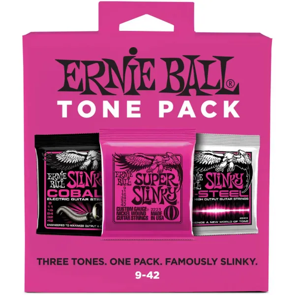 Струны для электрогитары Ernie Ball 3333 Nickel Wound/Cobalt/M-STEEL Super Slinky 9-42 (3 комплекта)