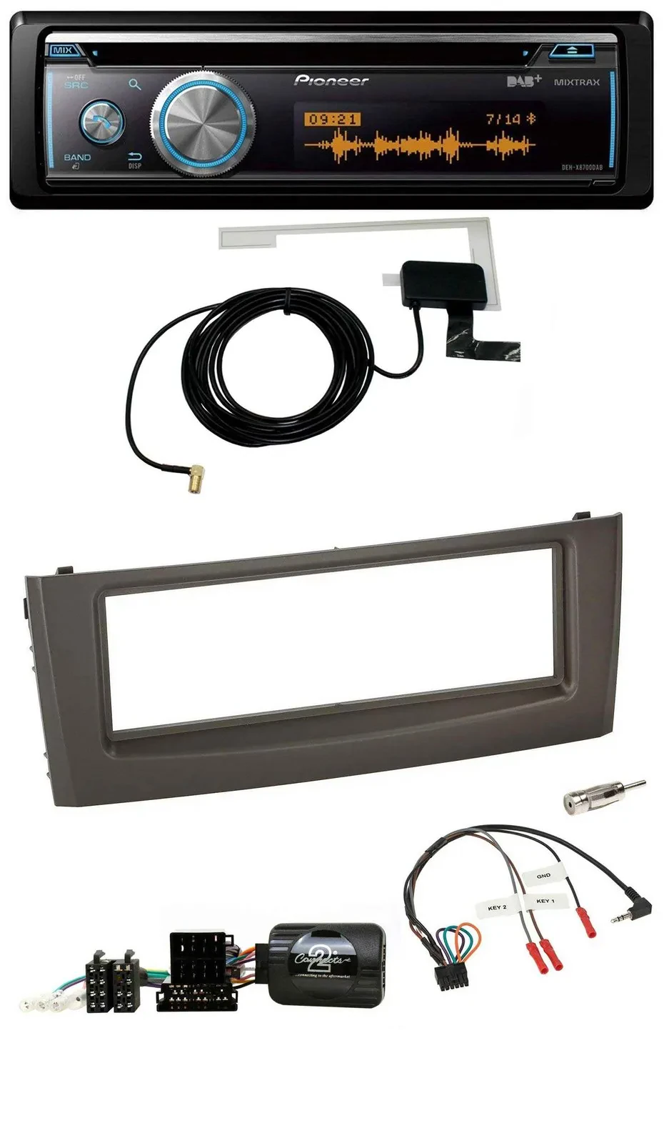 Pioneer Bluetooth DAB Lenkrad USB CD Autoradio für Fiat Grande Punto 06-10 schwa