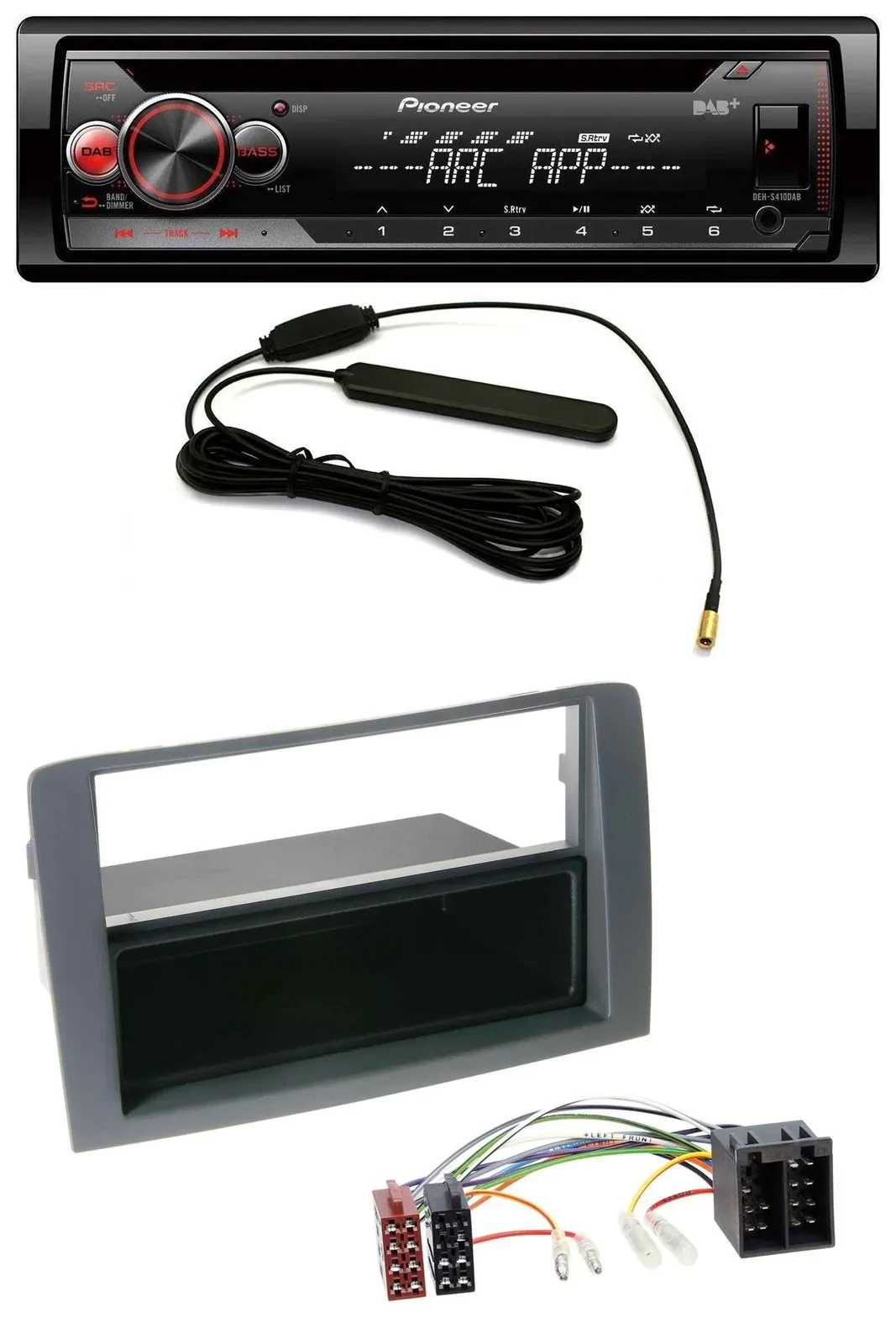 Pioneer CD USB AUX DAB MP3 Autoradio für Fiat Idea (350, 03-11) - grau