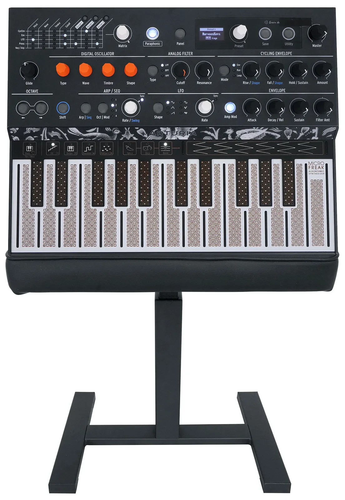 Arturia MicroFreak USB MIDI 25-Key Hybrid Synthesizer+Hydraulic Air Lift Bench