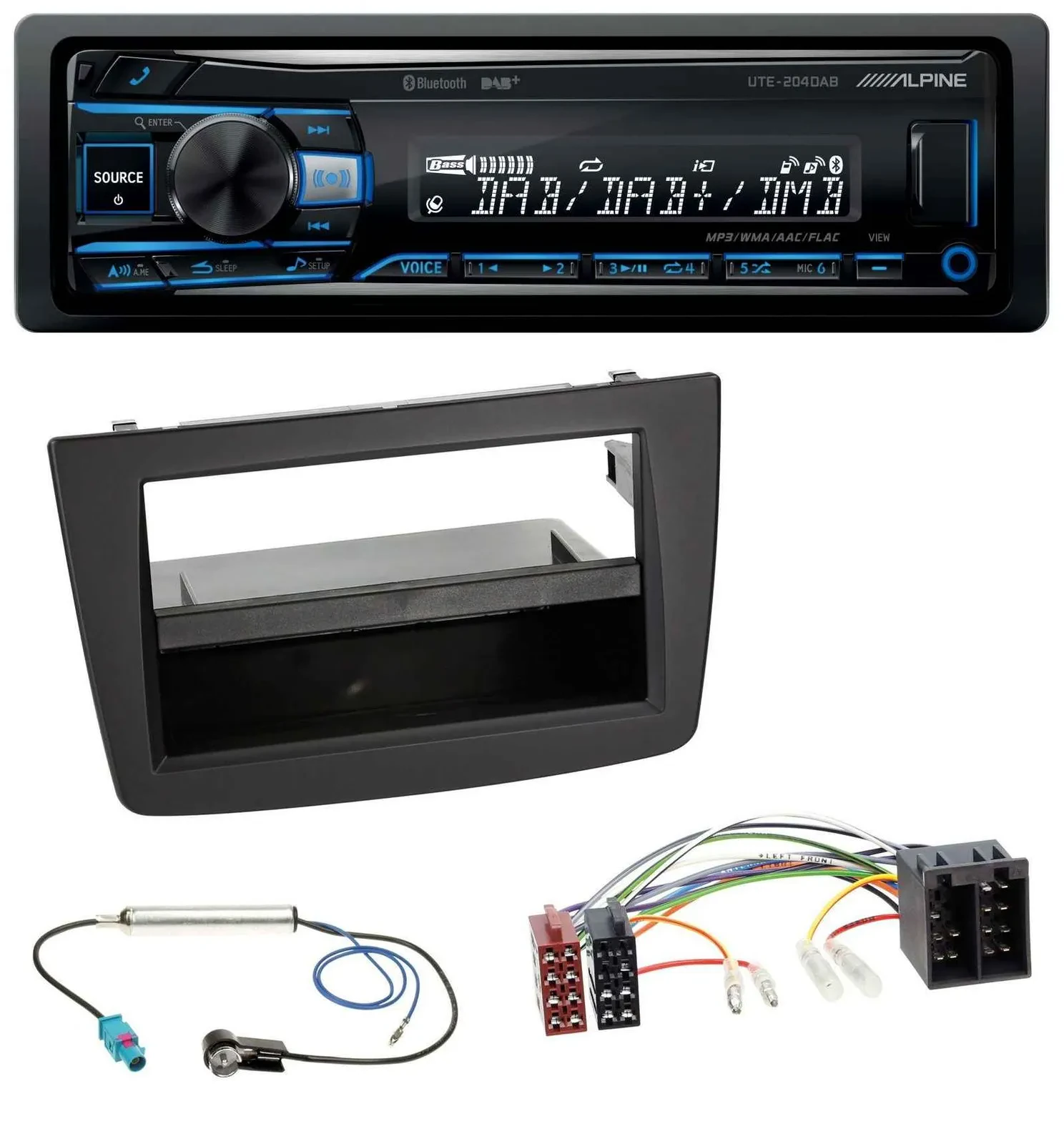 Alpine USB Bluetooth DAB MP3 Autoradio für Alfa Romeo Mito 955 08-14 ISO schwarz