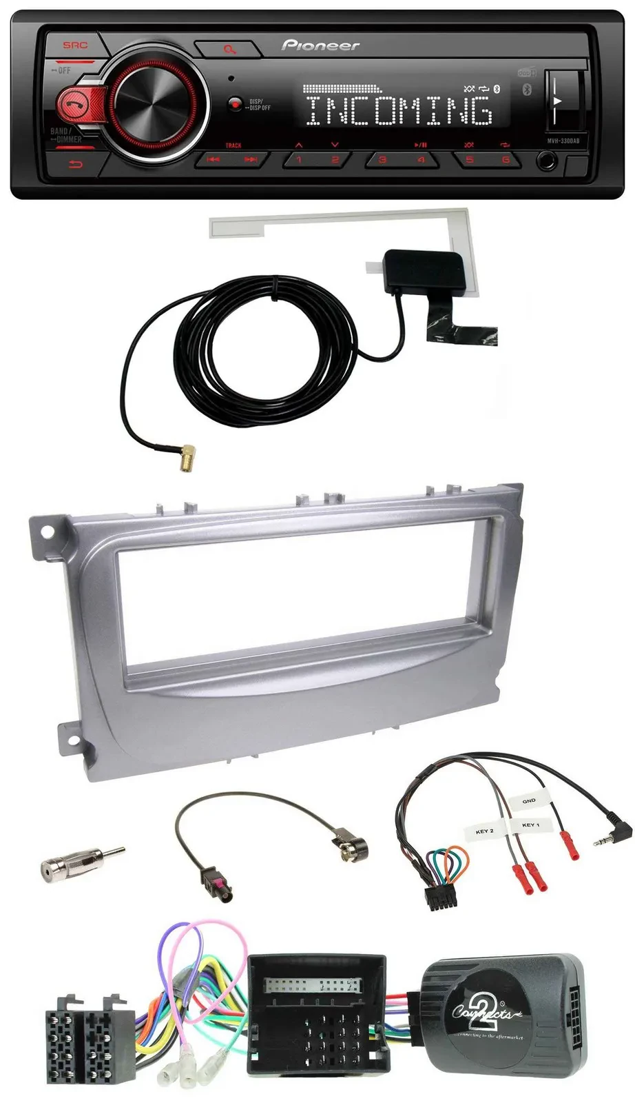 Автомагнитола Pioneer для Ford Galaxy/C-Max/Focus DAB, Bluetooth, USB, CAN-Bus, управление с руля