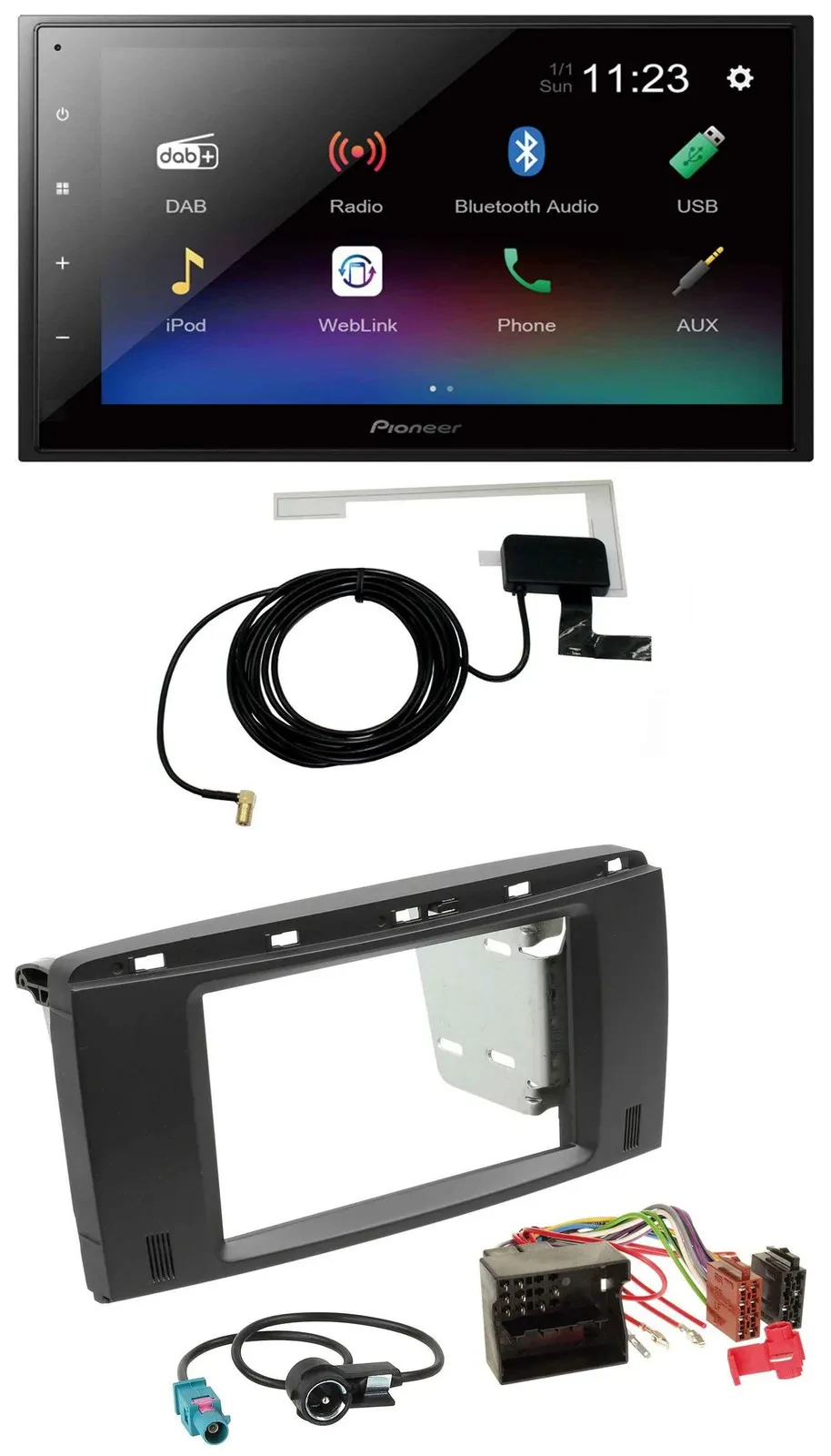 Pioneer DAB MP3 Bluetooth 2DIN USB Autoradio für Mercedes R-Klasse 2006-2012