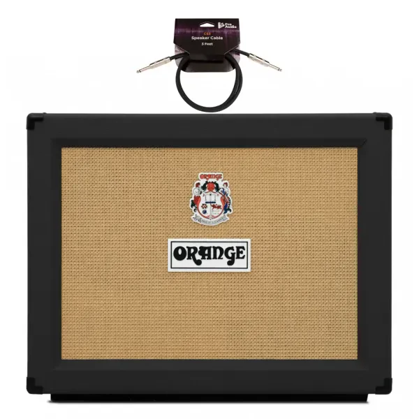 Orange PPC212OB 120W Open Back Black Cabinet with 3 Feet Speaker Cable Bundle