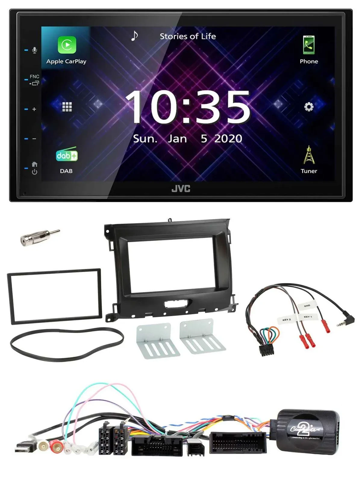 JVC DAB 2DIN Lenkrad Bluetooth USB Autoradio für Ford Ranger XL ab 02/2016