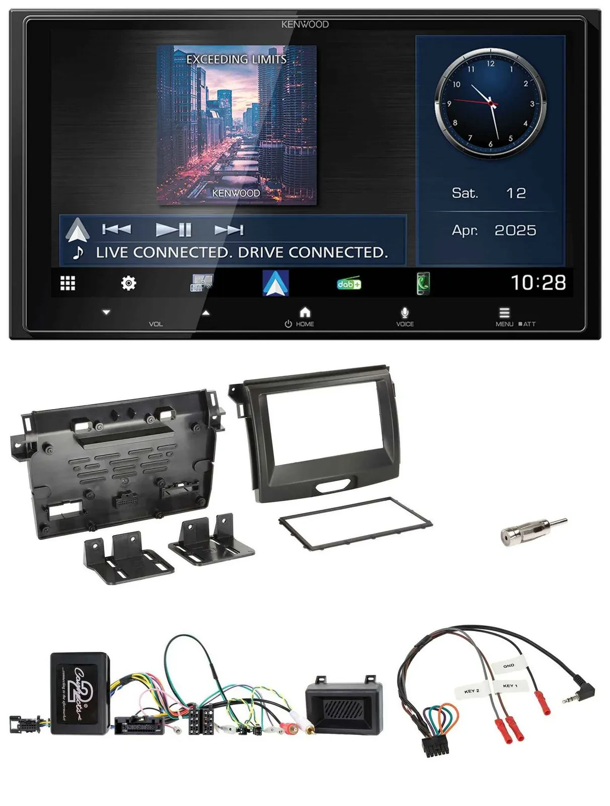 Kenwood Bluetooth 2DIN USB DAB Lenkrad Autoradio für Ford Ranger 2AB ab 04/2015