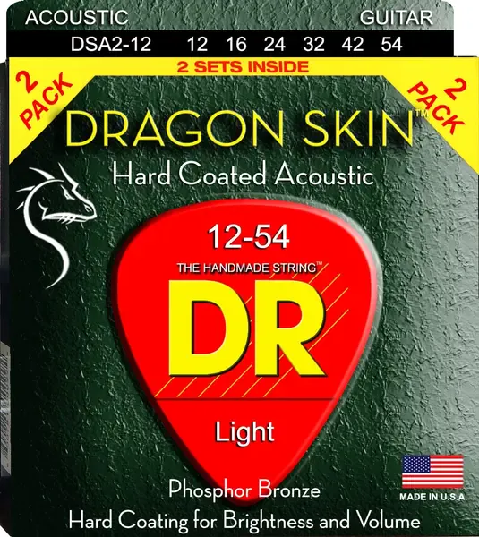 Струны для акустической гитары DR Strings DRAGON SKIN DR DSA-2/12, 12 - 54
