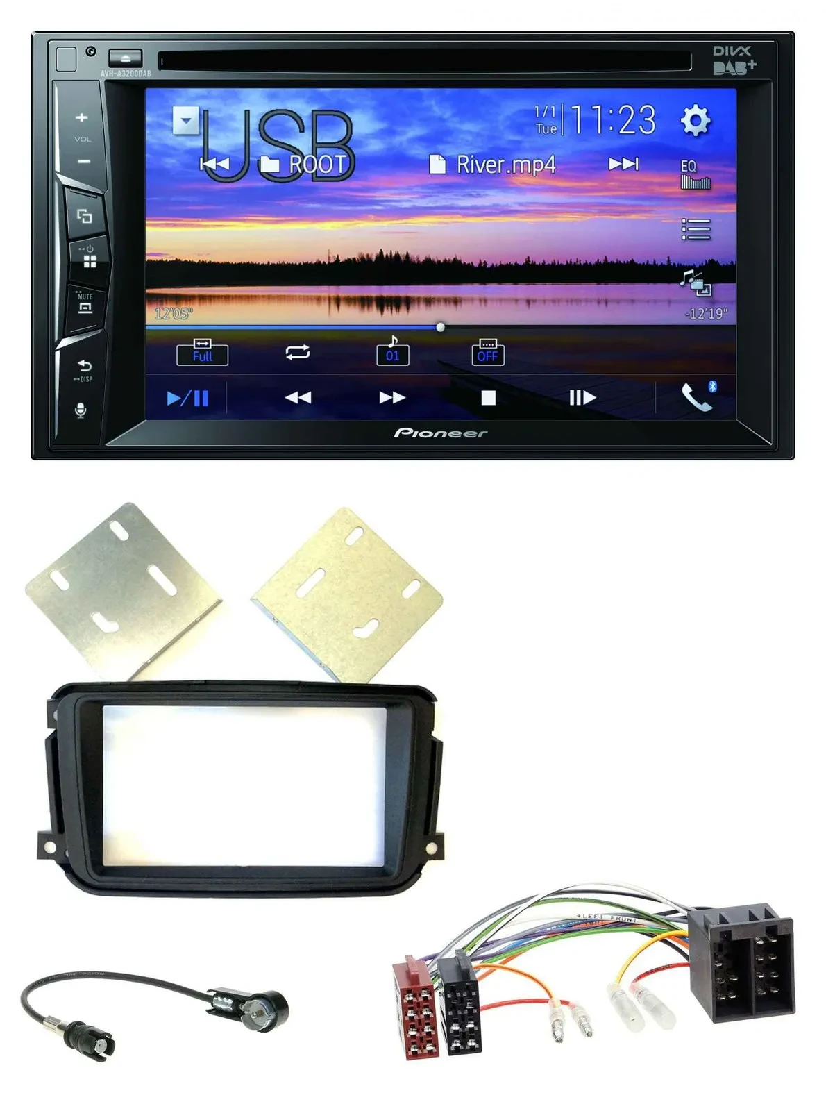 Pioneer Bluetooth 2DIN USB DVD DAB MP3 Autoradio für Smart ForTwo 2010-2015 ISO