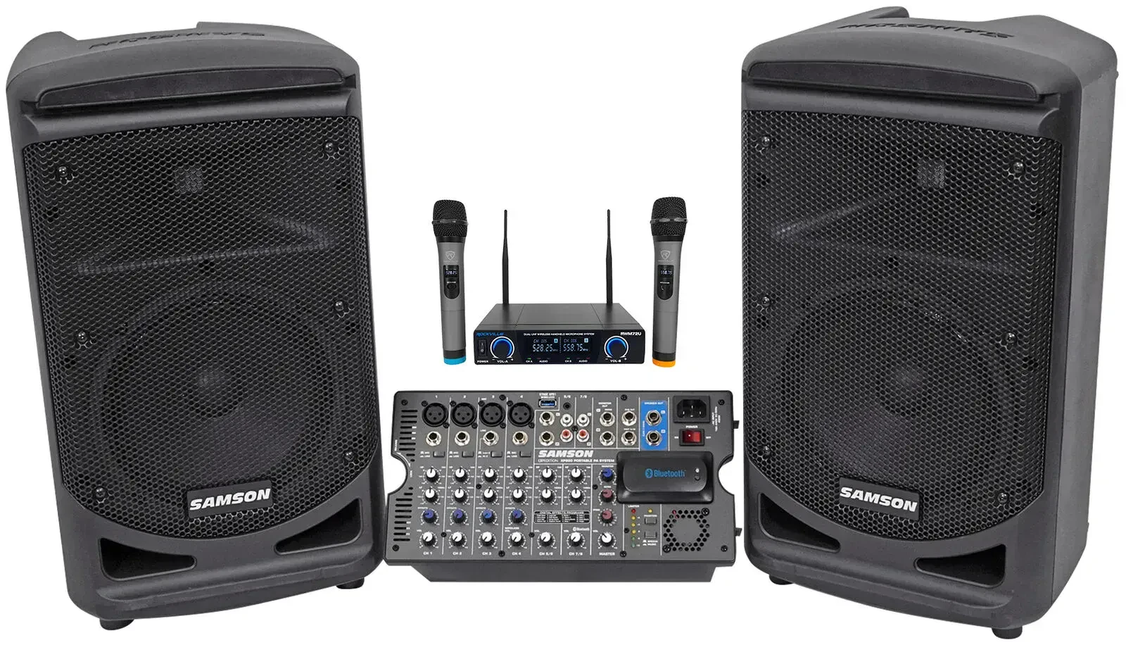 Samson Expedition XP800 800w Portable 8" PA DJ Speaker System+Dual Wireless Mics