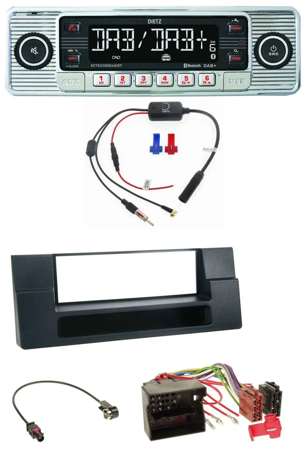Dietz DAB USB MP3 Bluetooth Autoradio für BMW X5 E53 5er E39 Quadlock Ablagefach