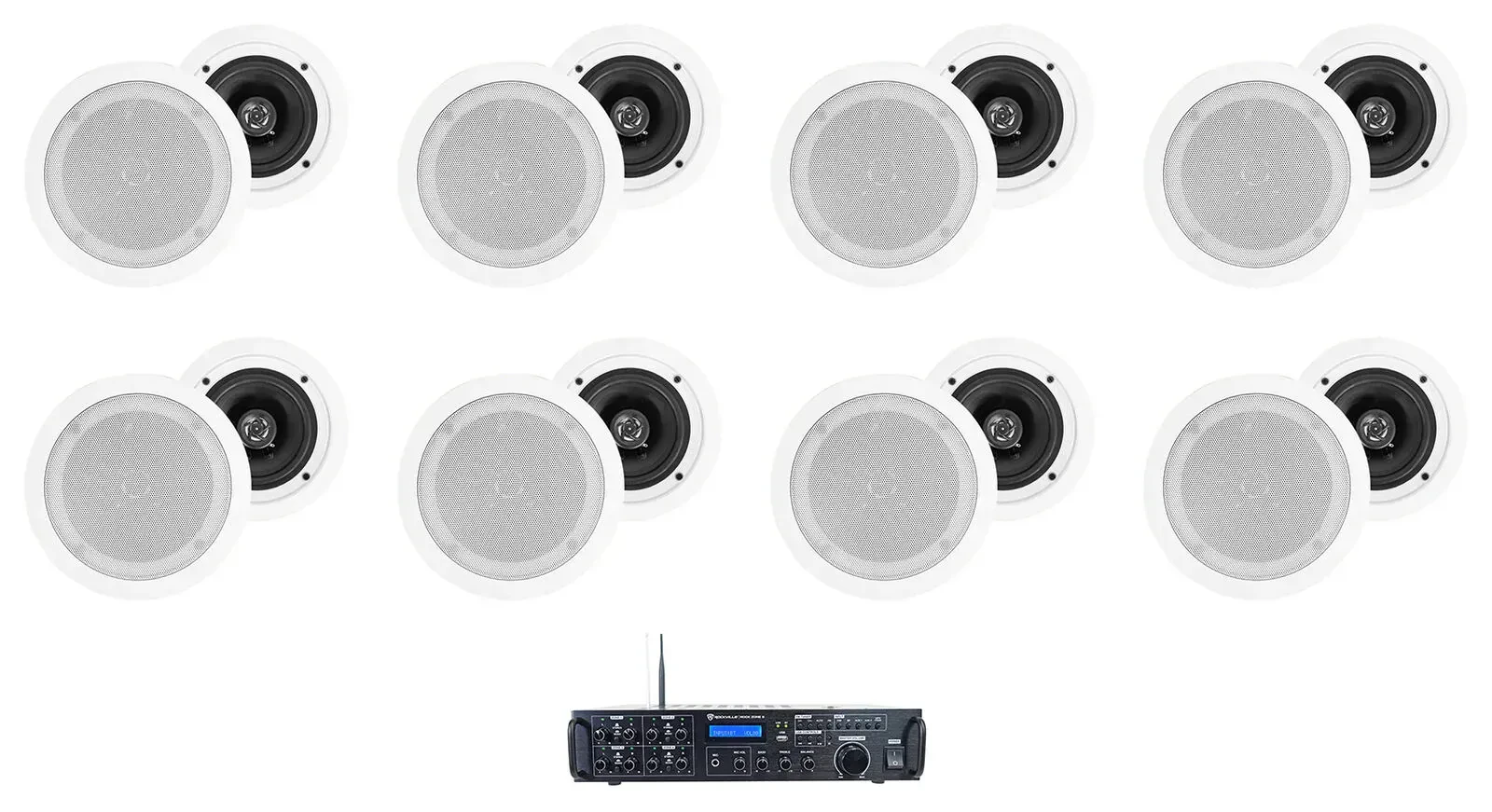 Потолочная акустика Rockville ROCK ZONE 8+(8) HC55 COMM White с усилителем (16 штук)