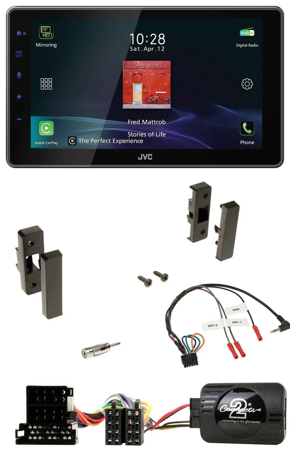 Автомагнитола JVC DAB, Bluetooth, USB для Audi A3 8L 1996–2000 с поддержкой кнопок на руле