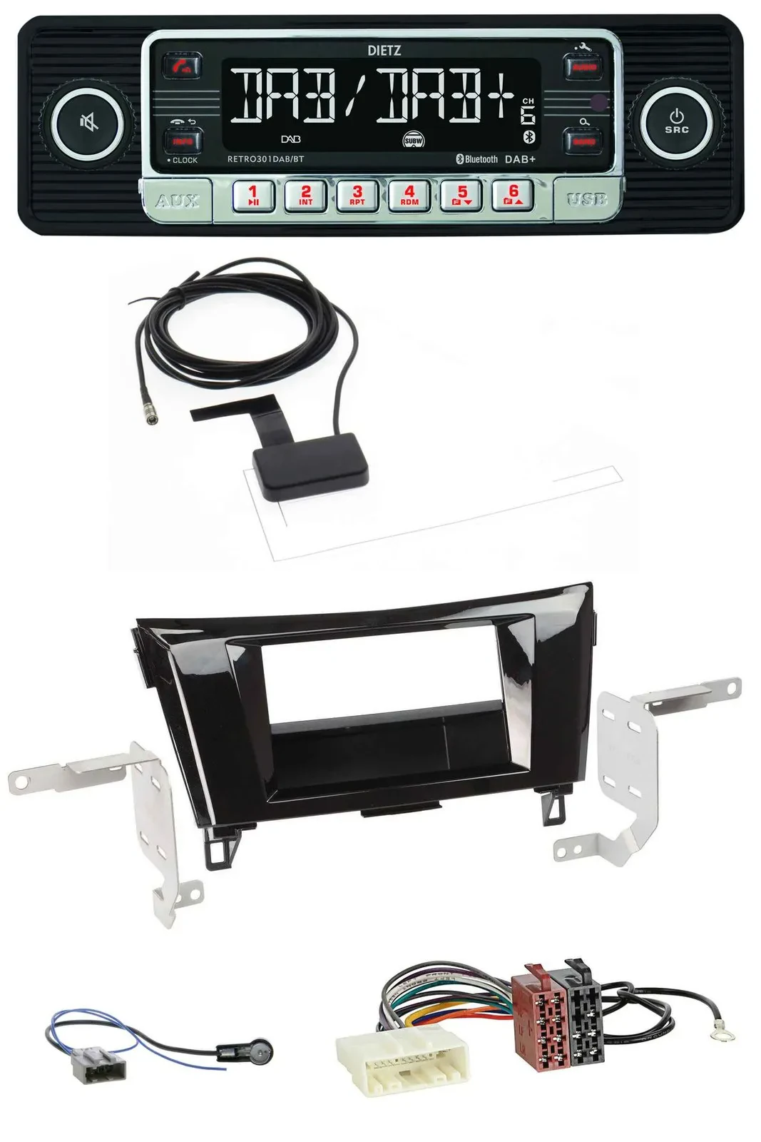 Автомагнитола Dietz DAB, Bluetooth, USB, MP3 для Nissan Qashqai/X-Trail (с 2014)