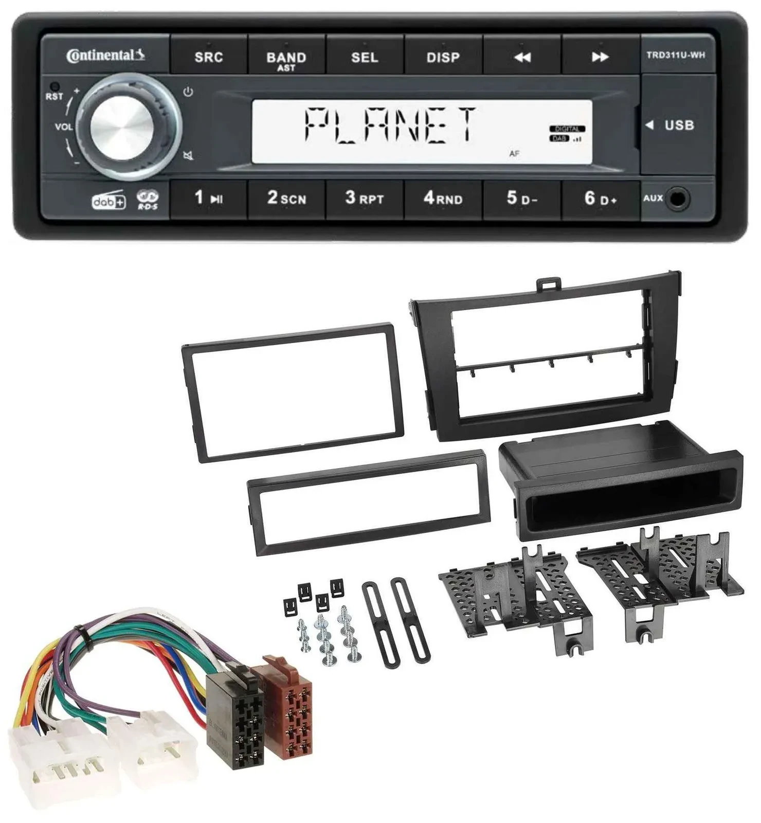 Continental MP3 AUX USB DAB 1DIN Autoradio für Toyota Corolla ab 2009 schwarz