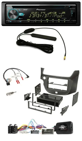 Pioneer CD MP3 Lenkrad DAB USB Autoradio für Honda Jazz ab 2014 dunkelgrau