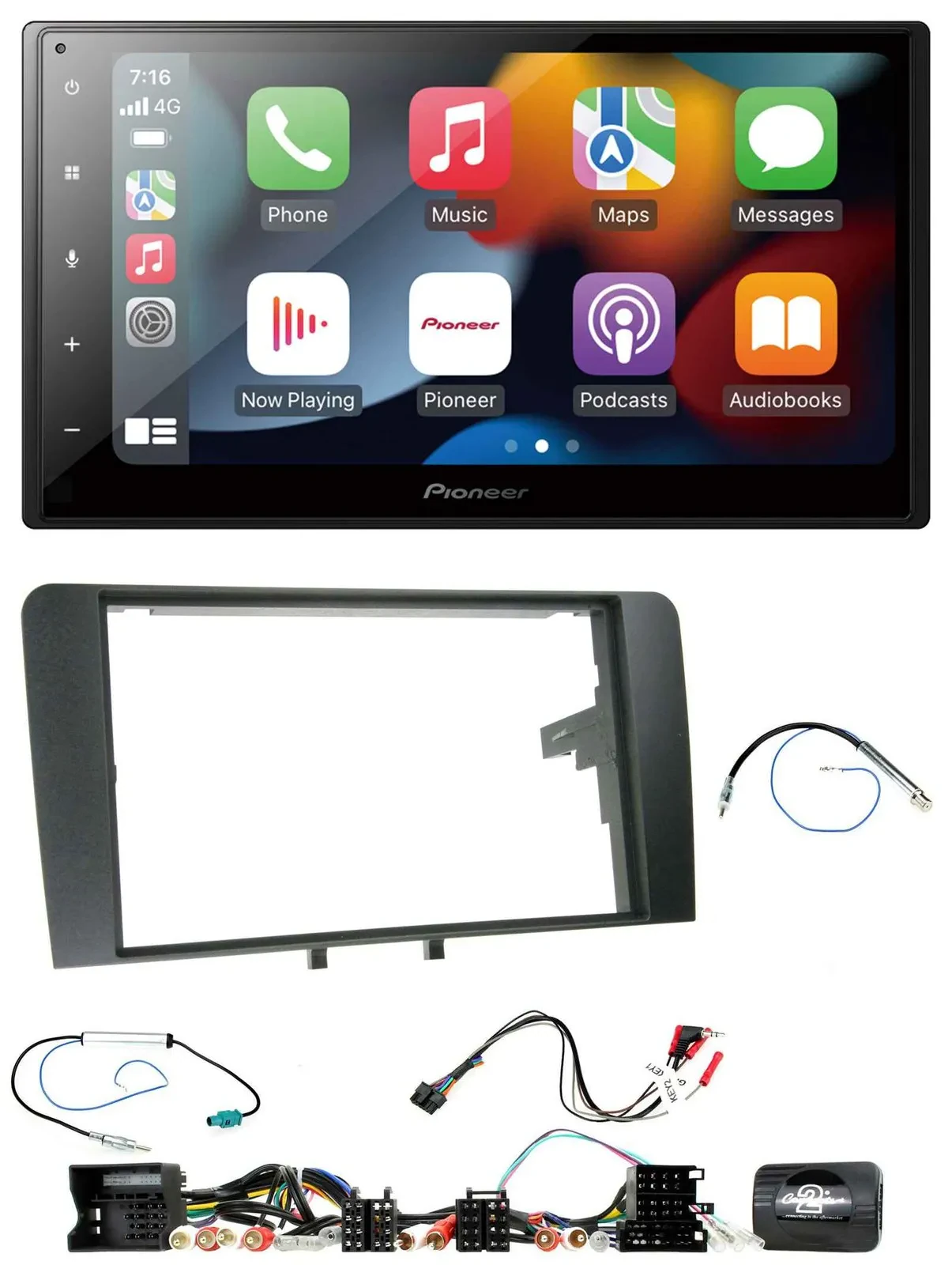 Автомагнитола для Audi A3 8P (2003–2012) Pioneer 2DIN, DAB, Bluetooth, USB, поддержка кнопок на руле