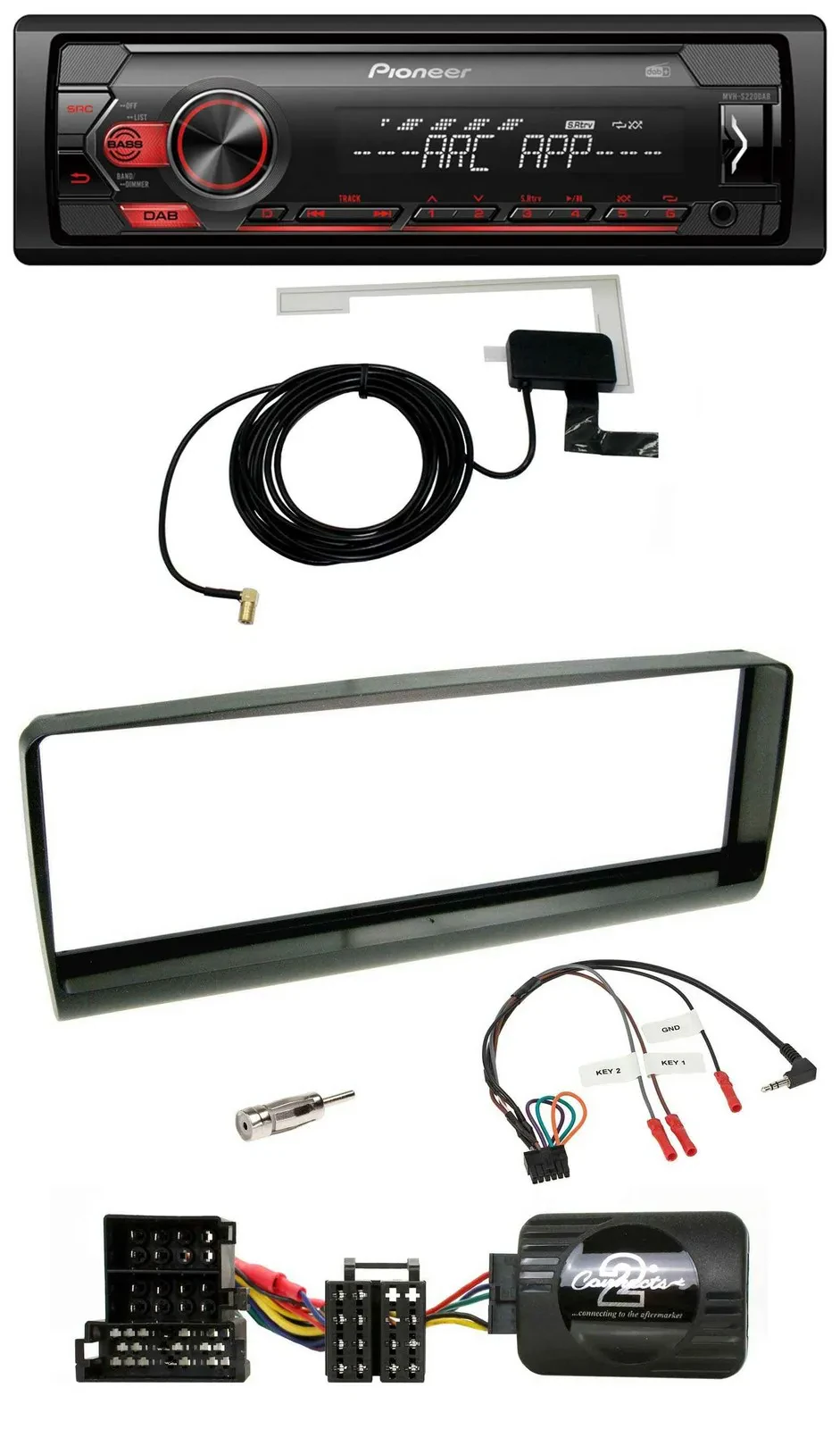 Автомагнитола Pioneer 1DIN USB DAB MP3, черный, для Alfa Romeo 156 (2000–2001)