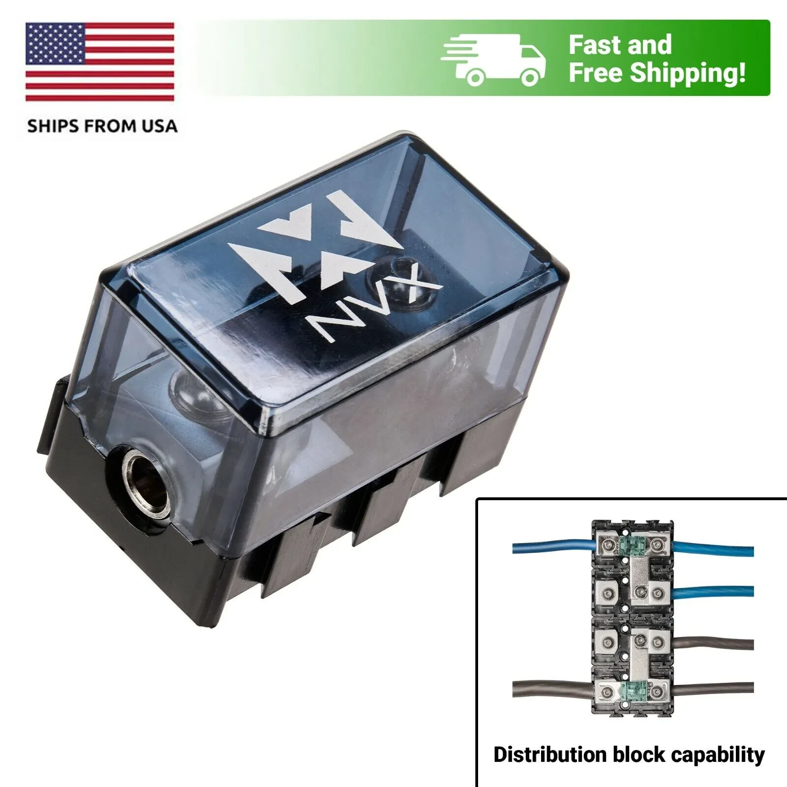 NVX XFMMINI 4-8 GA Heavy Duty Modular Mini-ANL Fuse Block