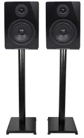 Pair Rockville APM5B 5.25" 250w Powered USB Studio Monitor Speakers+29" Stands