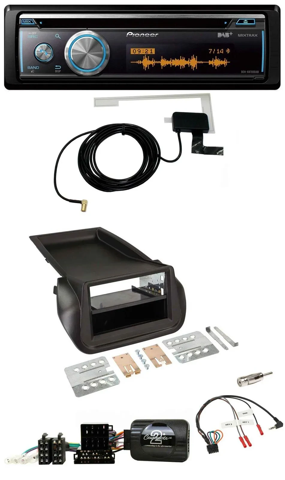 Автомагнитола для FIAT Fiorino (с 2008) Pioneer Bluetooth DAB USB CD с поддержкой кнопок на руле