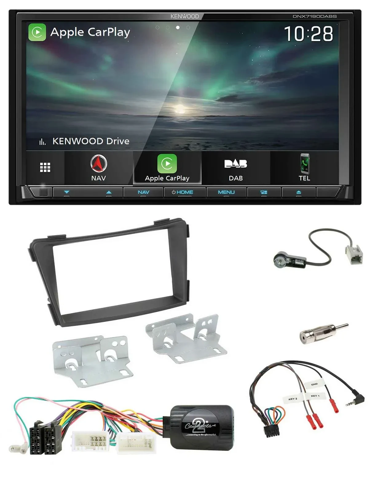 Kenwood Bluetooth USB 2DIN Lenkrad TMC DAB Navigation für Hyundai i40 VF ab 2011