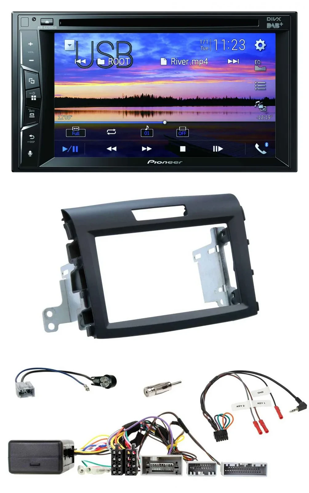 Автомагнитола Pioneer 2DIN Bluetooth USB DVD DAB для Honda CR-V (FR5/FR6)