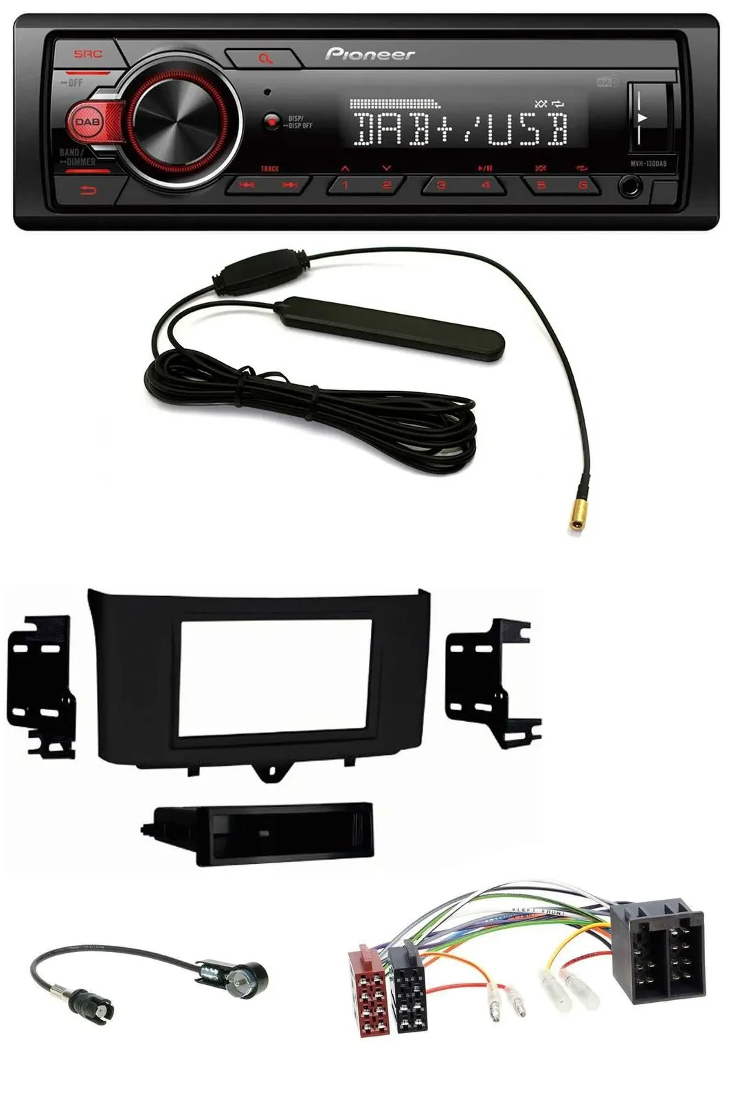 Автомагнитола для Smart ForTwo (2010–2015) Pioneer 1-DIN, DAB, USB, AUX, MP3