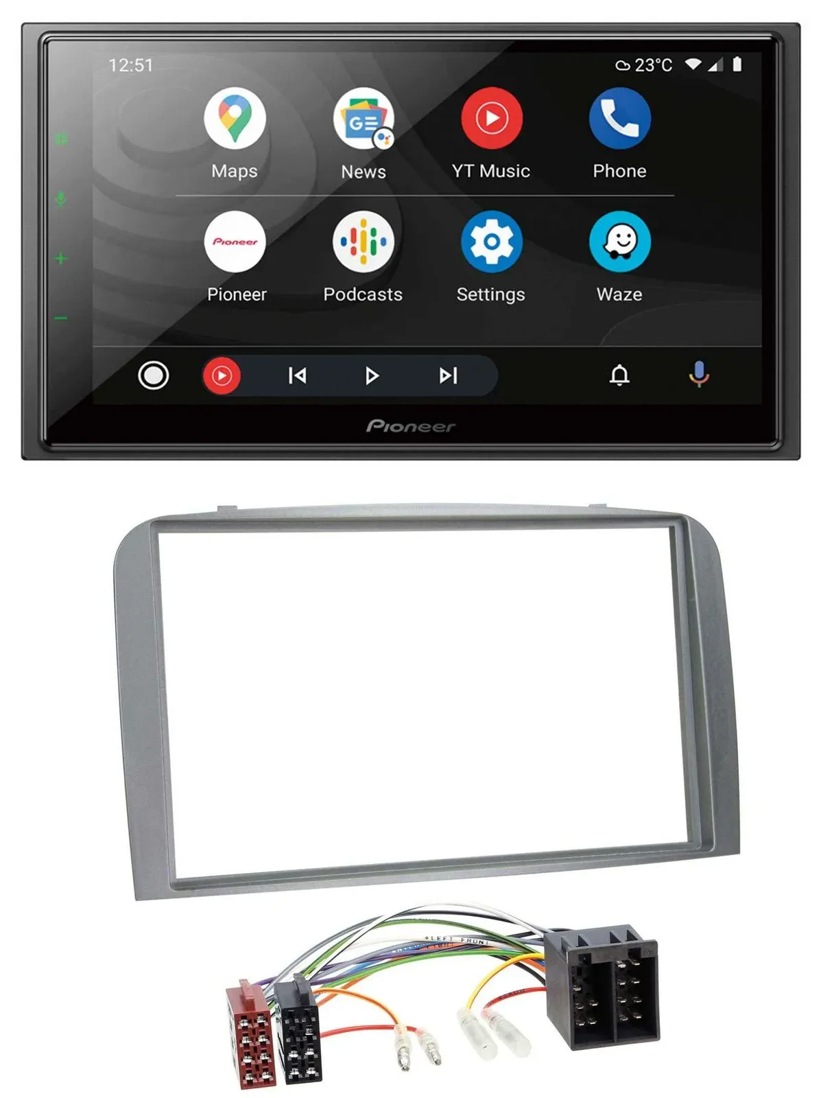 Автомагнитола для Alfa Romeo 147/GT (2000–2010) Pioneer 2-DIN USB, DAB, MP3, Bluetooth серебристая