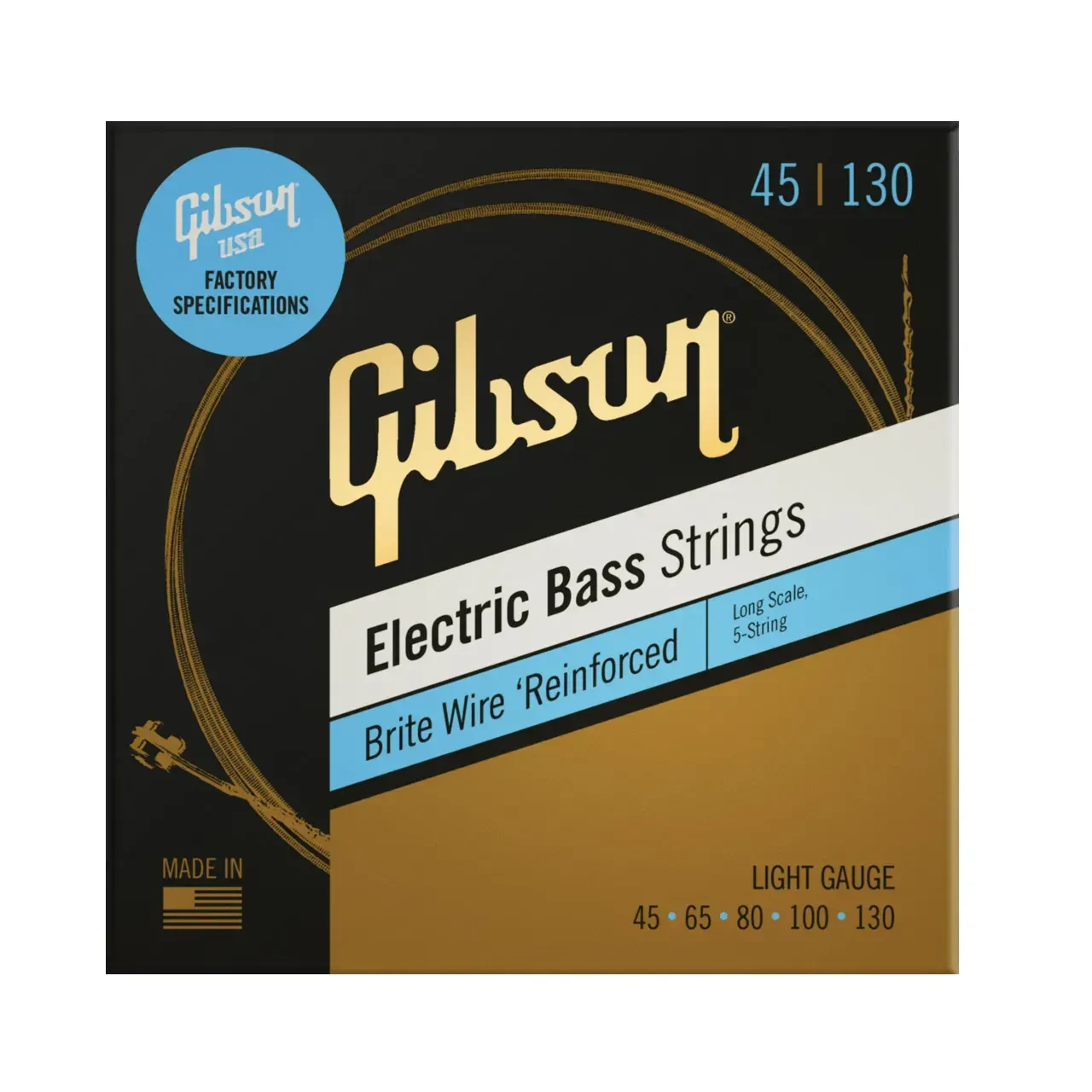 Струны для бас-гитары Gibson Brite Wire Reinforced 45-130