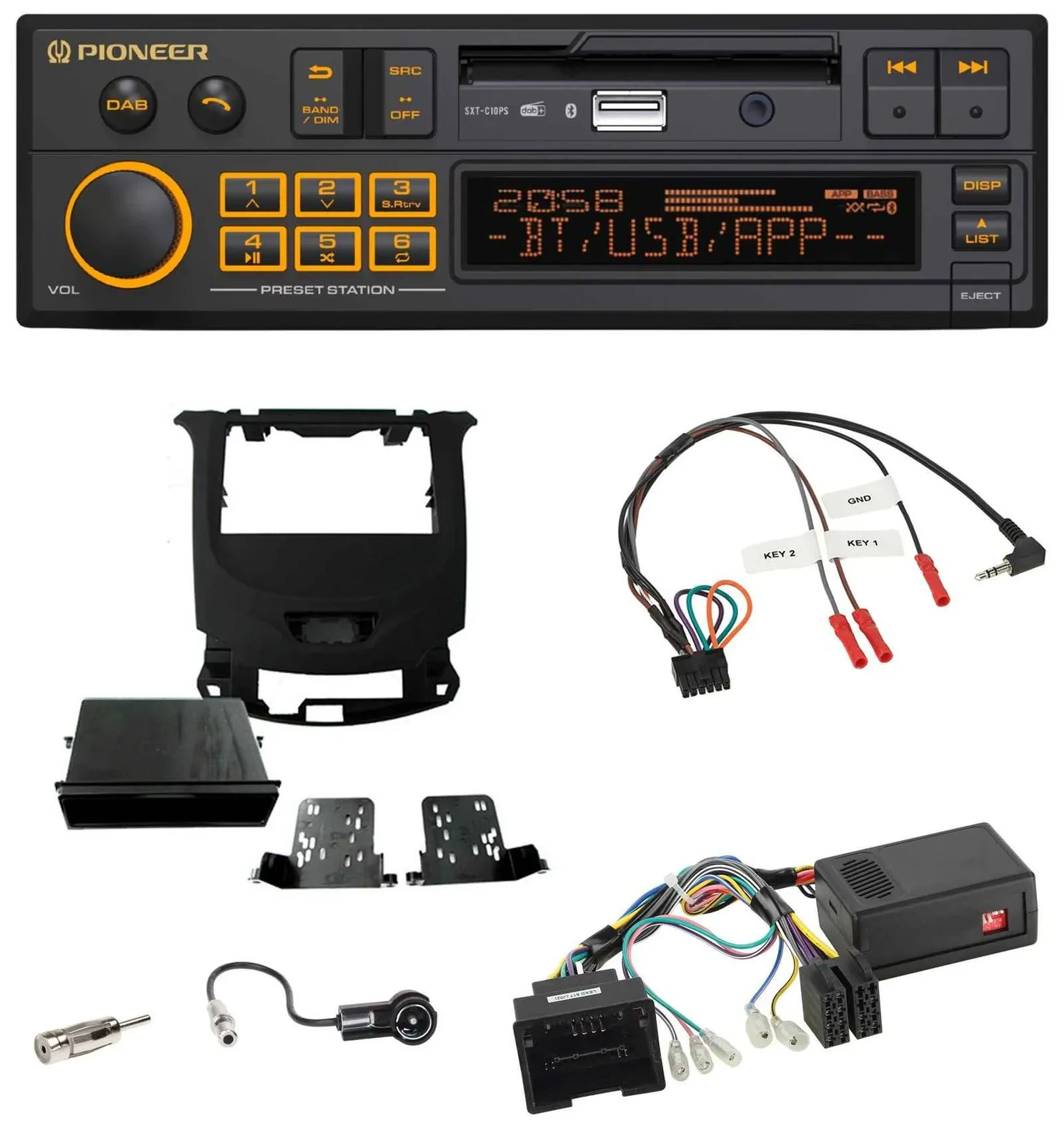 Автомагнитола Pioneer DAB, Bluetooth, USB для Chevrolet Cruze (с 2016), черный глянец