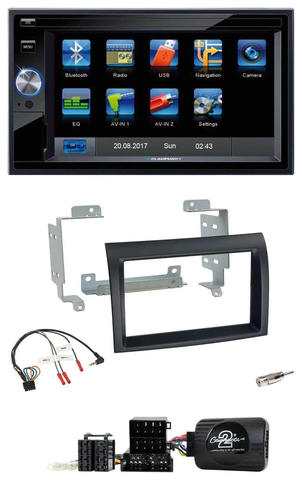 Blaupunkt SD USB TMC Bluetooth 2DIN Lenkrad Navigation für Fiat Ducato 06-08 sch