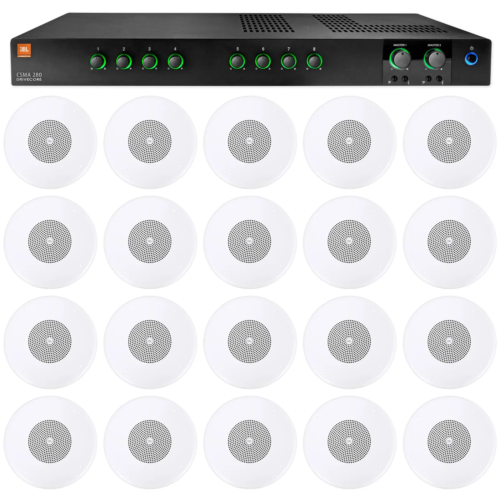 Трансляционный усилитель JBL CSMA280 2x80W 4/8Ω 70/100V (набор, 20 шт., 4" акустика CSS8004)