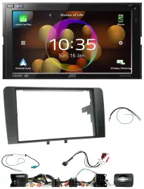 JVC DAB Lenkrad 2DIN Bluetooth USB Autoradio für Audi A3 8P 2003-2012 Aktivsyste